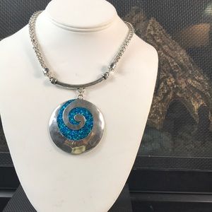 Turquoise Glitter epoxy necklace